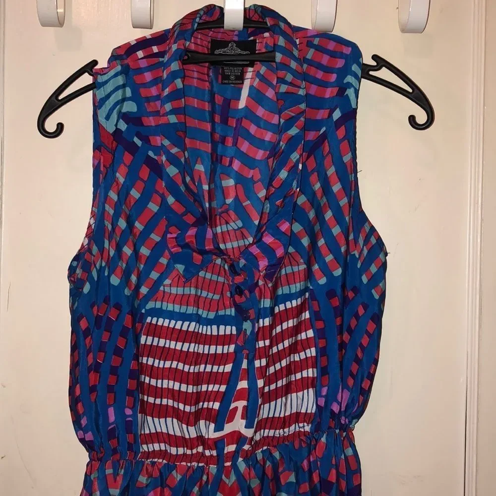 Amazing summer flowy multi color dress sz M - Picture 2 of 8